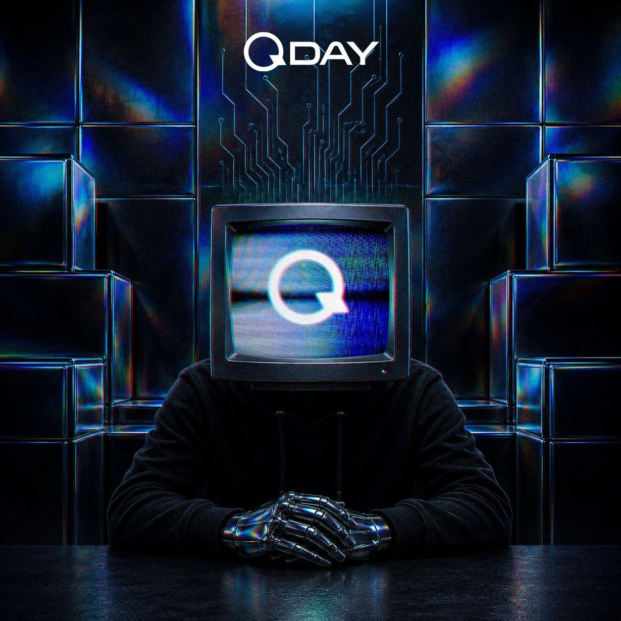 QDAY — CRT TV-head cinematic 3D composition